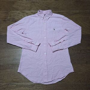 Polo Ralph Lauren Stretch Oxford Shirt Mens Small Pink Slim Fit Button Down